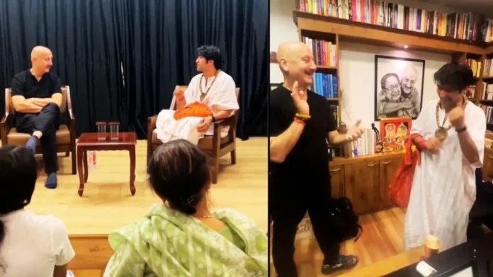 मुंबई में धीरेंद्र शास्त्री की फिल्मी यात्रा: अनुपम खेर की मां से लिया आशीर्वाद, फिल्म और संगीत की भी ली जानकारी